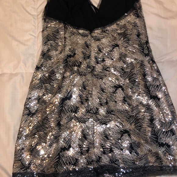 NBD Sloane Black White Silver Metallic Mini Dress - Picture 9 of 9